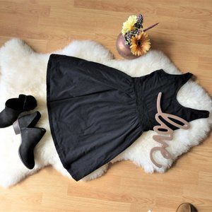 Sleeveless Skater Dress Lace Midriff & Back, Black